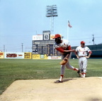 Bob  Gibson warming up at Crosley Field, Cincinnati.