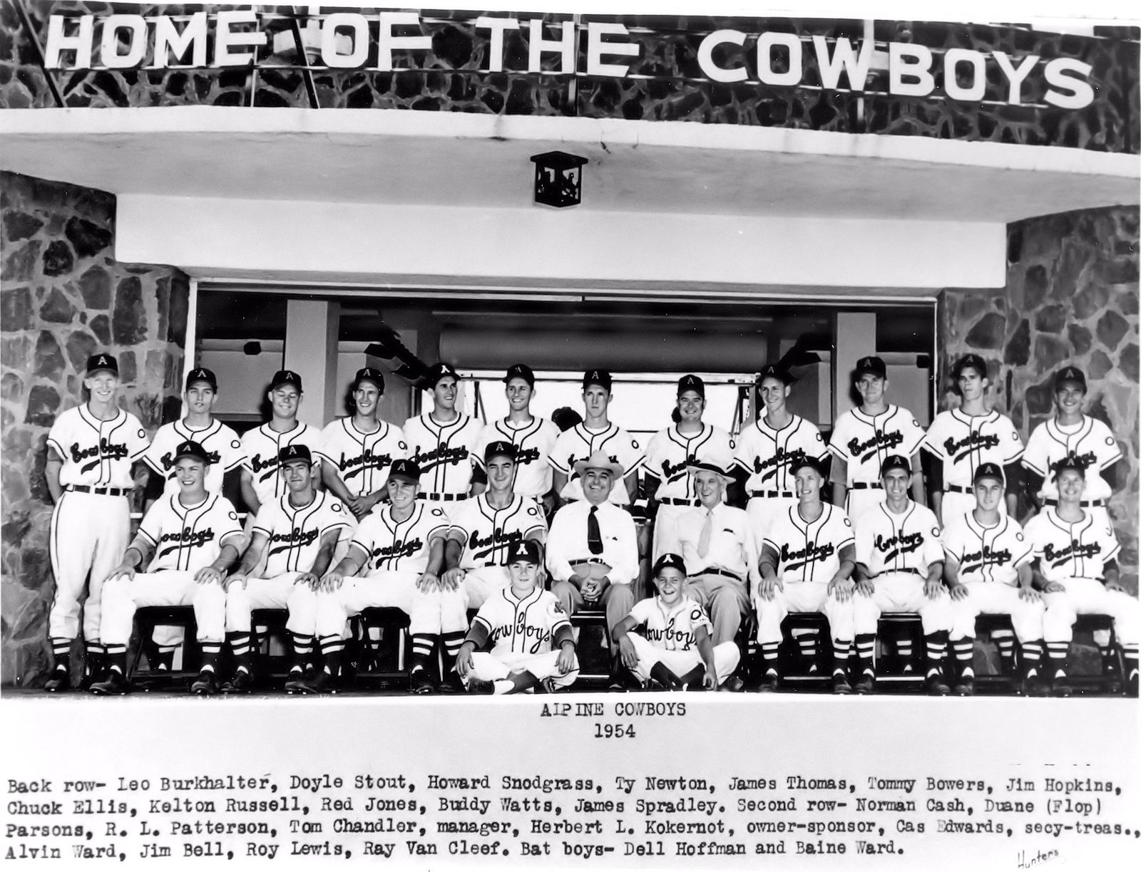 Norm Cash 1954 Alpine-Cowboys front row 1st left            