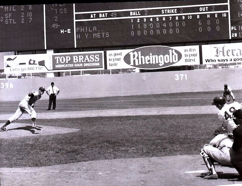 Jim Bunning hurls the final pitch to tally a perfect game on June 21, 1964 C..jpg
